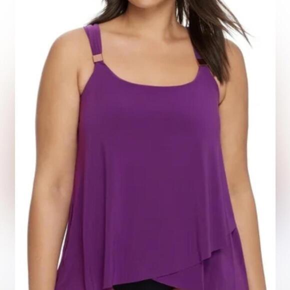 Miraclesuit Razzle Dazzle Tankini Top Pink Underwire swimwear New 16 orchid - Picture 3 of 10